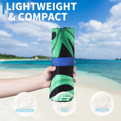 Gomust beach towel quick-dry-microfiber image emphasizes fast drying on the go.