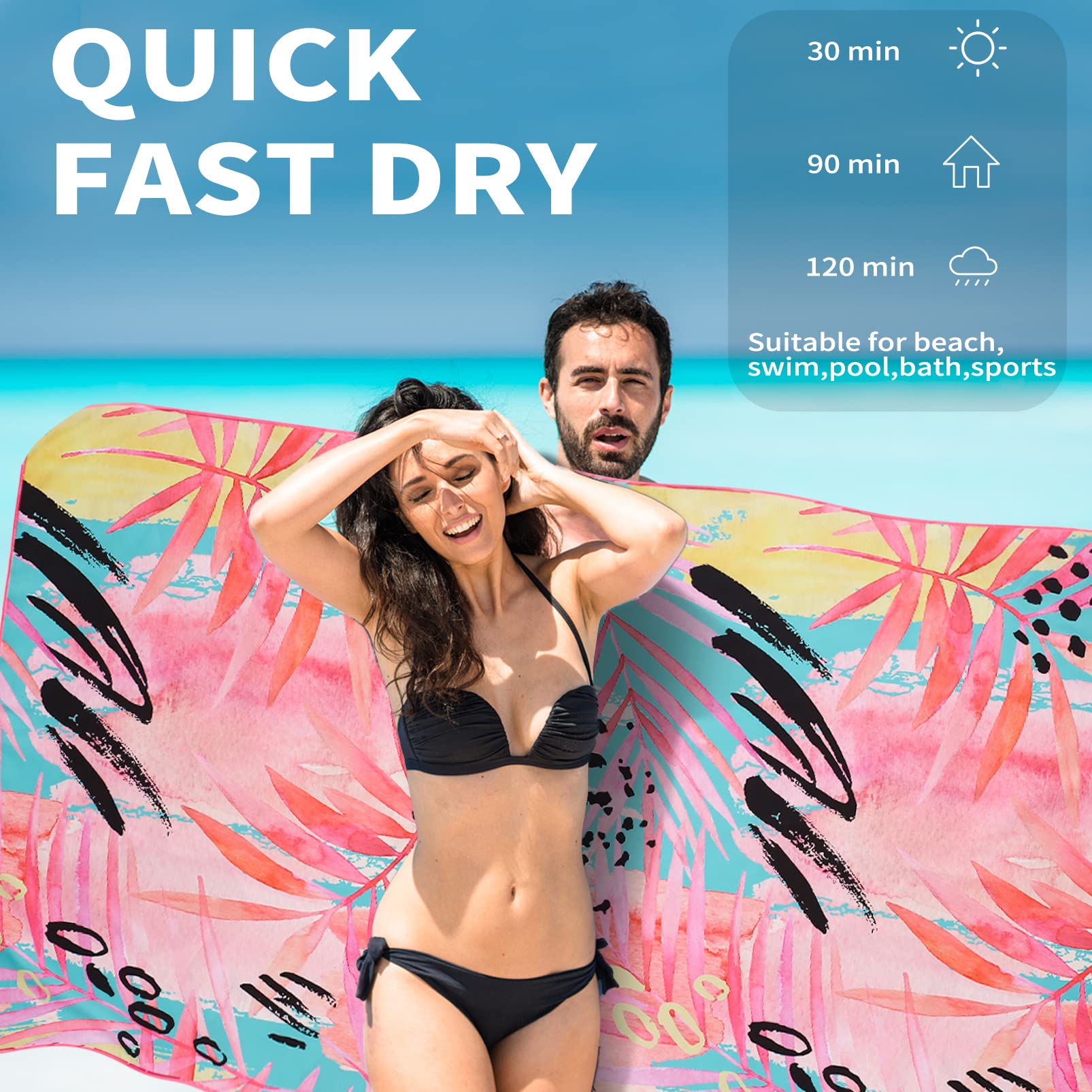 Gomust oversized towel at 71x32 ready for beach or pool days.