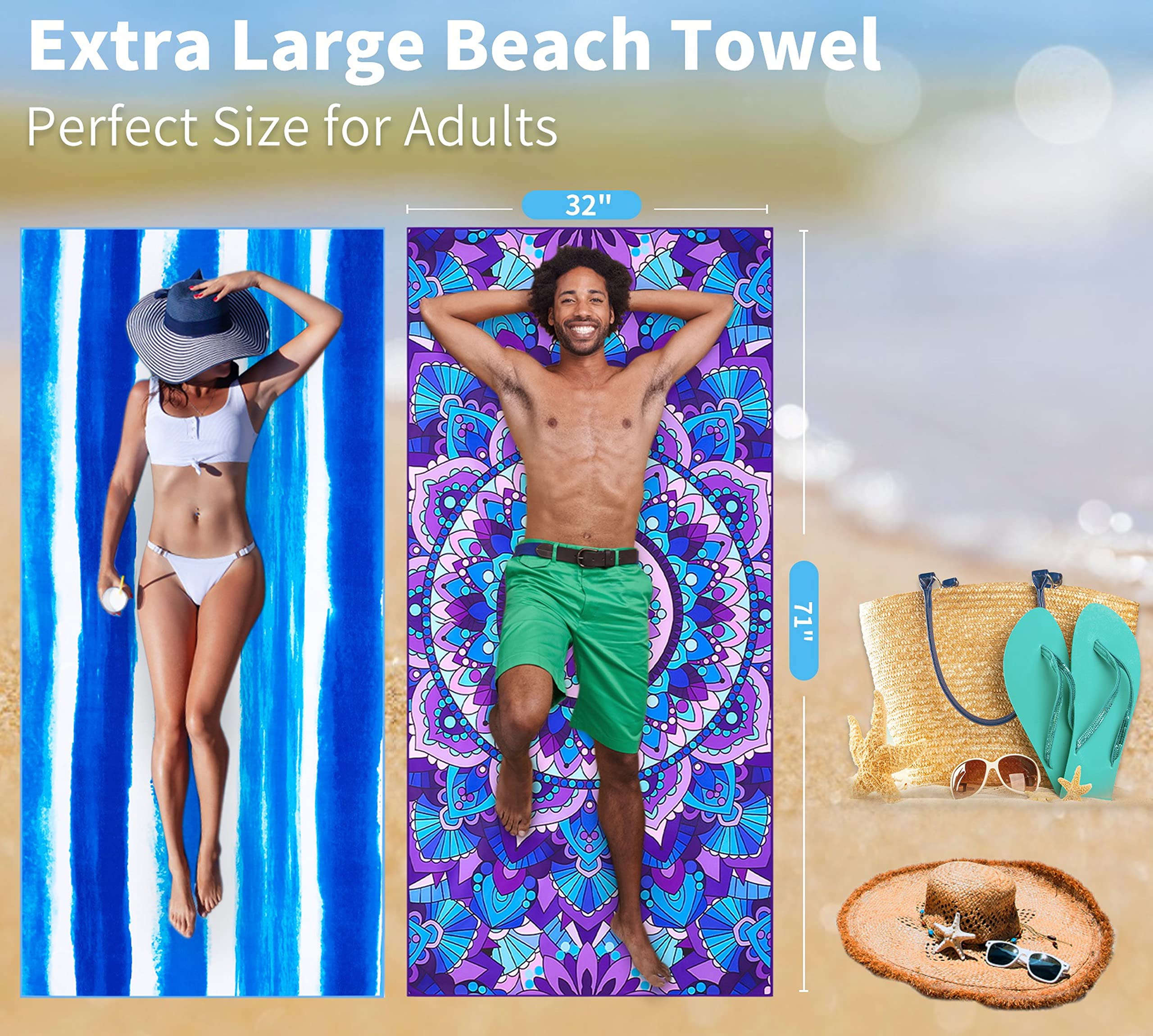 Gomust sea turtle stripe mandala towel suits pool or beach days.