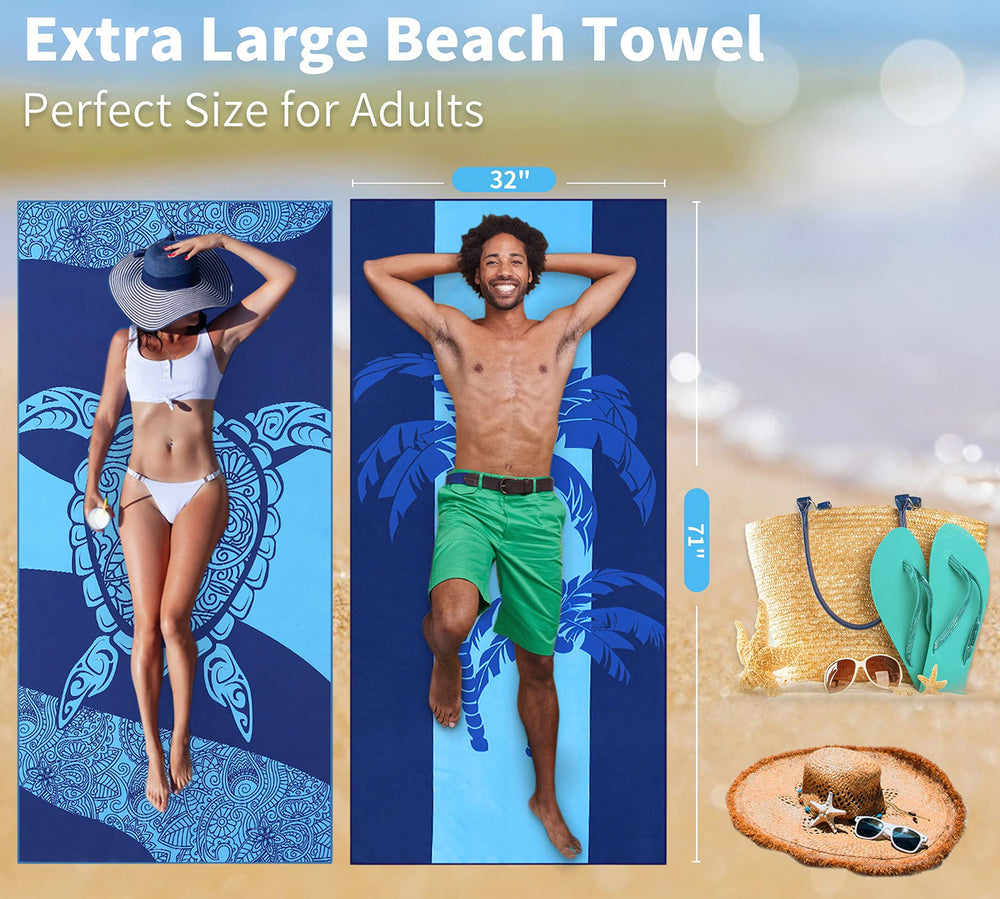 Gomust two-side print towel featuring turtles and tie-dye for fun-style beach days.