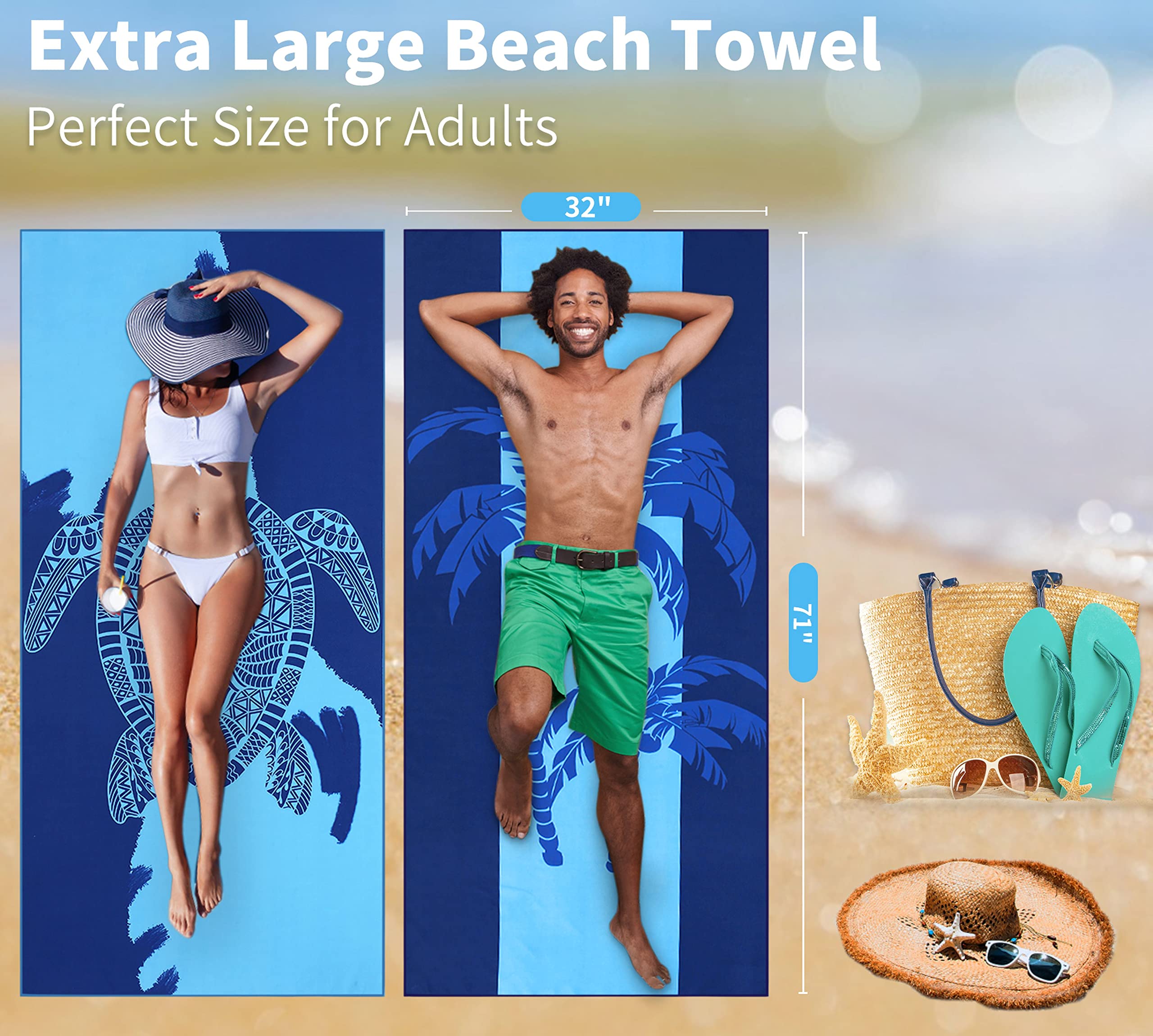 Gomust two-sided printed towel offers versatile style for beach days.