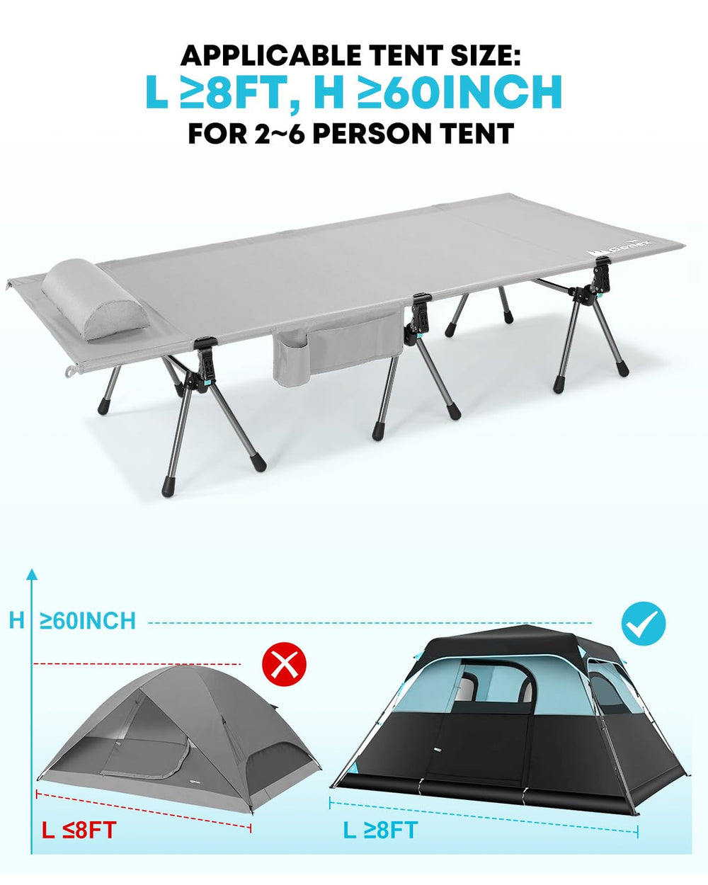Gonex 2-in-1 cot ideal for camping, beach, and travel.