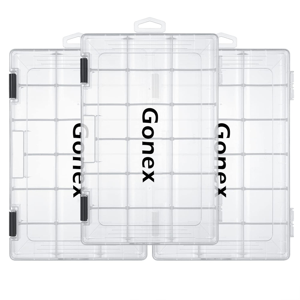Gonex 3600 tackle trays organize lures, hooks, and small accessories.