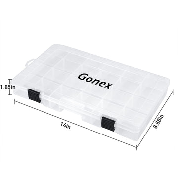 Gonex 3700 tackle tray adjustable dividers keep hooks and beads organized for fast access.