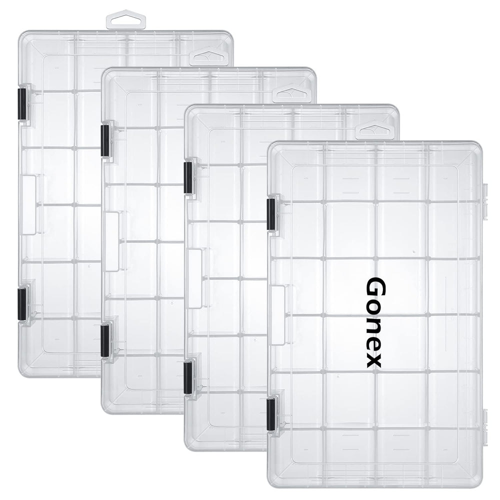 Gonex 3700 tackle tray with transparent lid shows contents at a glance for quick fishing setups.