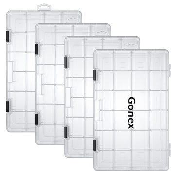 Gonex 3700 tackle trays 4-pack, transparent organizer with adjustable dividers