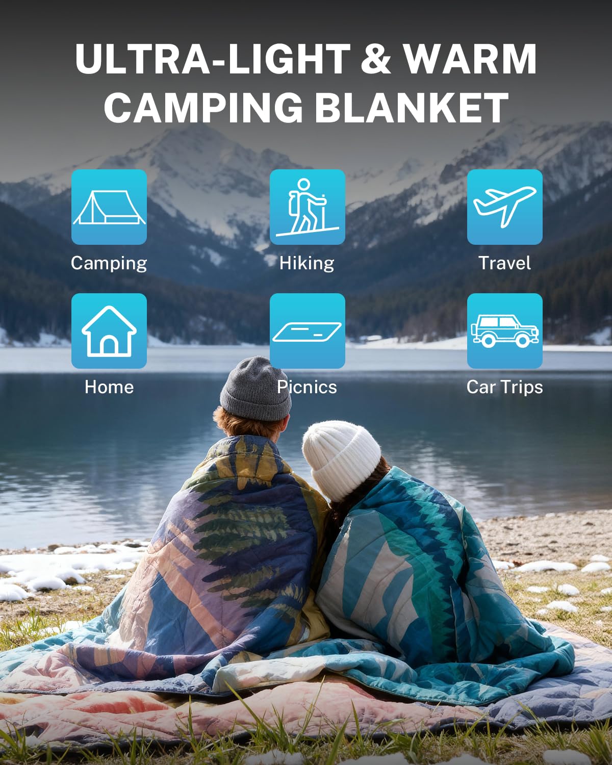 Gonex 79x55 blanket coverage ideal for camping and travel.