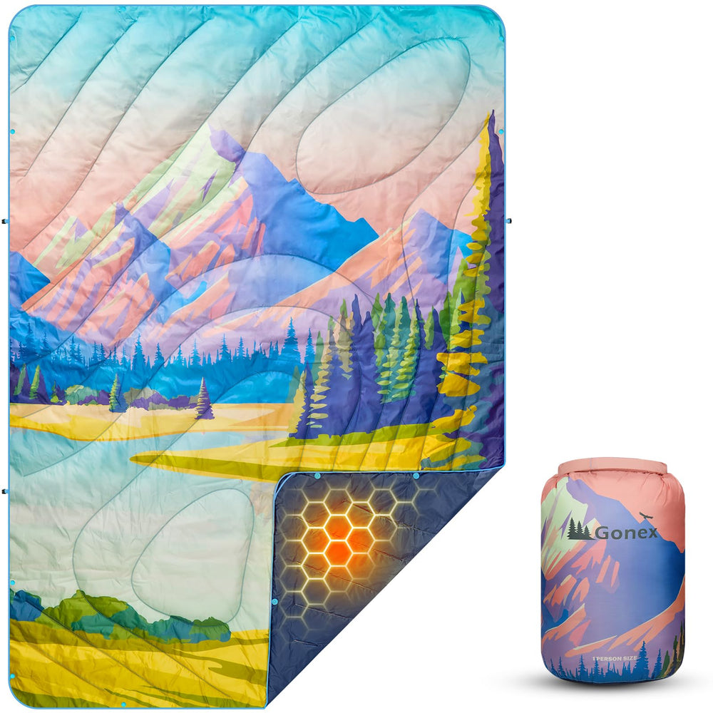 Gonex Aero-Warmth core graphene layer heats reliably for chilly campsite nights.