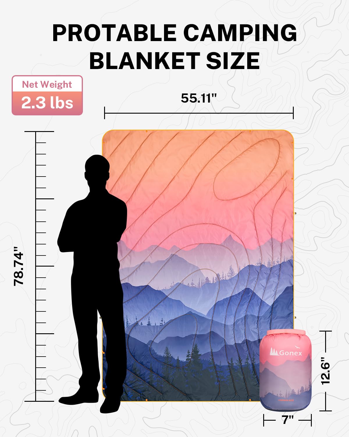 Gonex blanket with Denali-inspired contour stitching for durability.