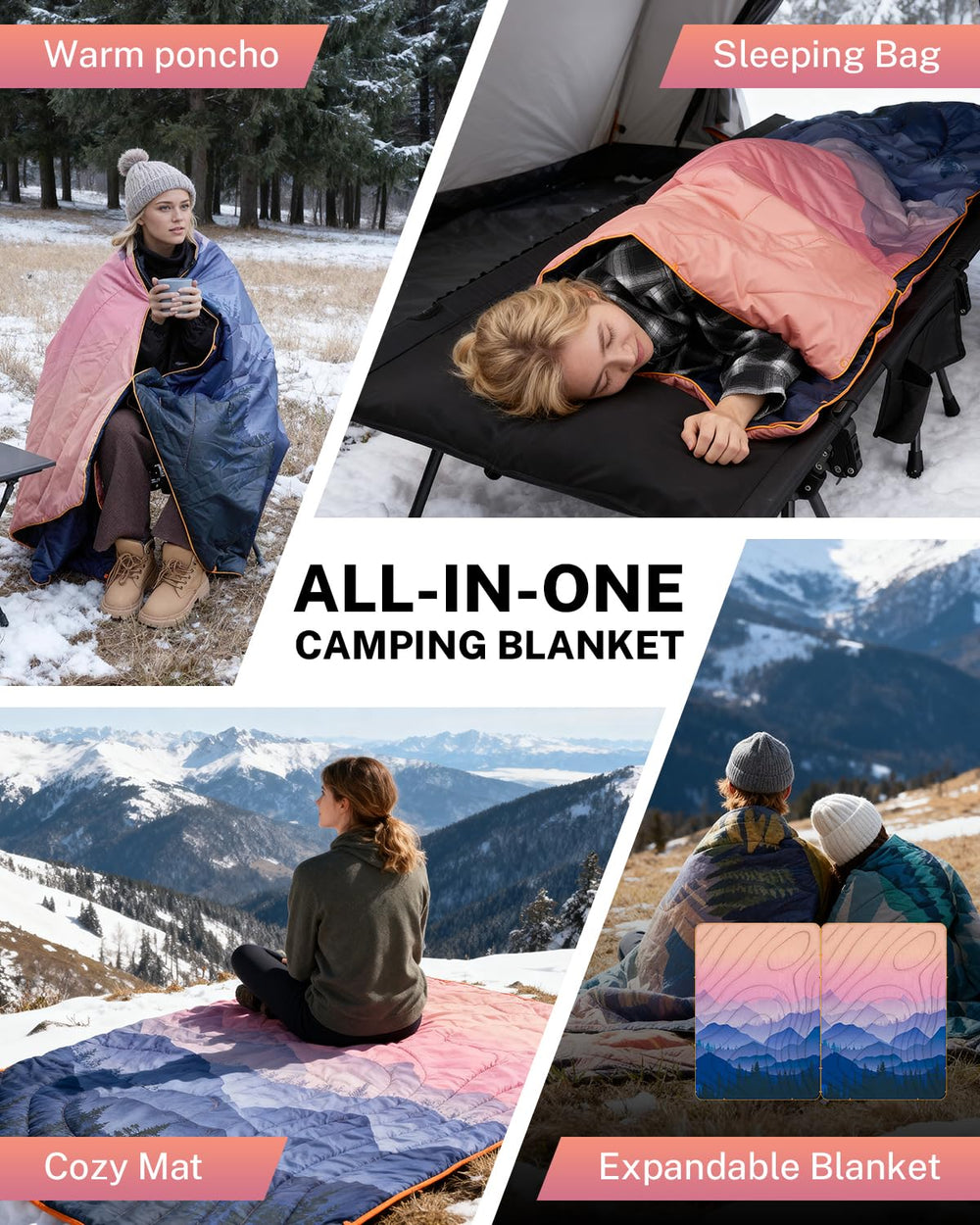 Gonex blanket multi-use setup shown as mat and poncho for versatility.