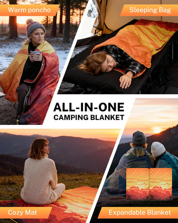 Gonex camping blanket uses four corner loops to stay in place on windy days.