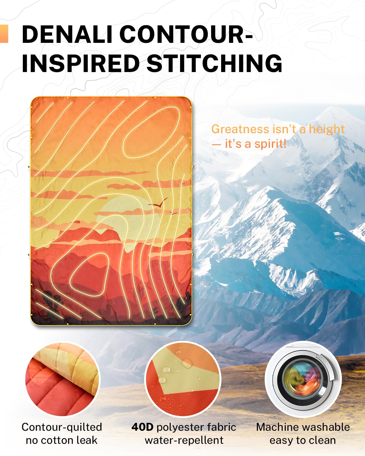 Gonex camping blanket's water-repellent outer helps you stay dry during light rain.
