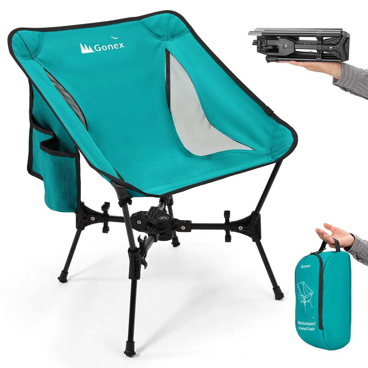 Gonex camping chair folded flat for ultra-compact packing.