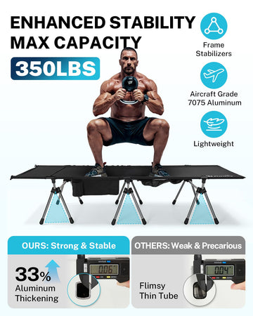Gonex camping cot high-height mode shows versatile camping comfort