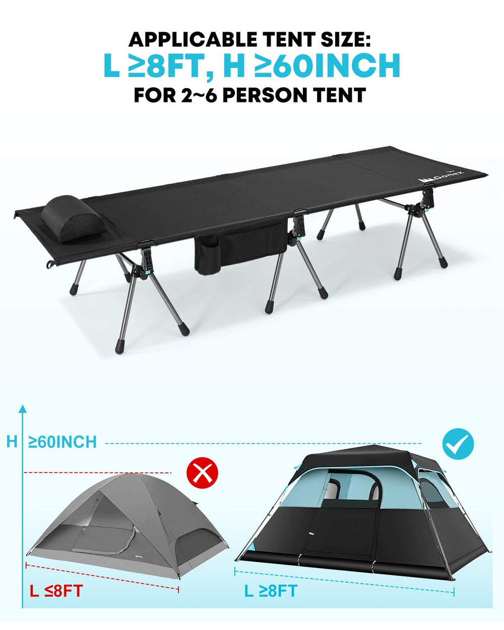 Gonex camping cot travel bag contents cover complete kit