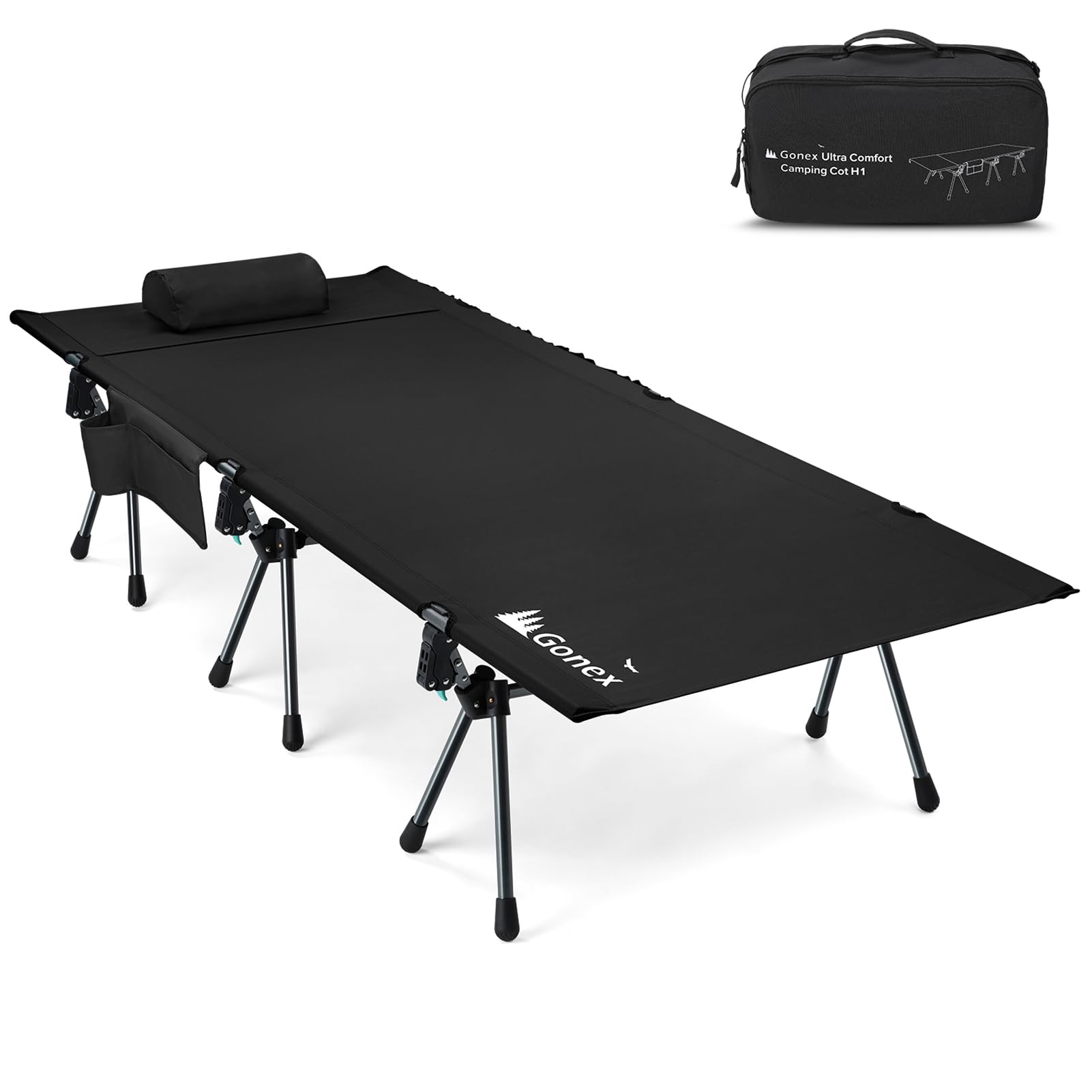 Gonex camping cot wide surface for side sleepers offers spacious comfort outdoors.