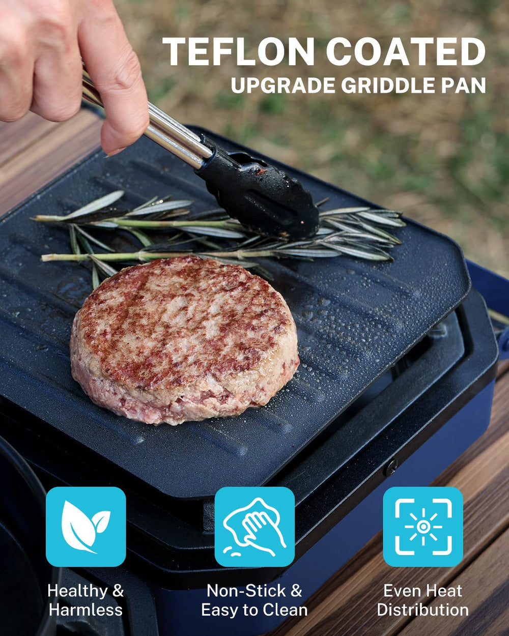 Gonex camping stove teflon-coated griddle eases frying and cleanup