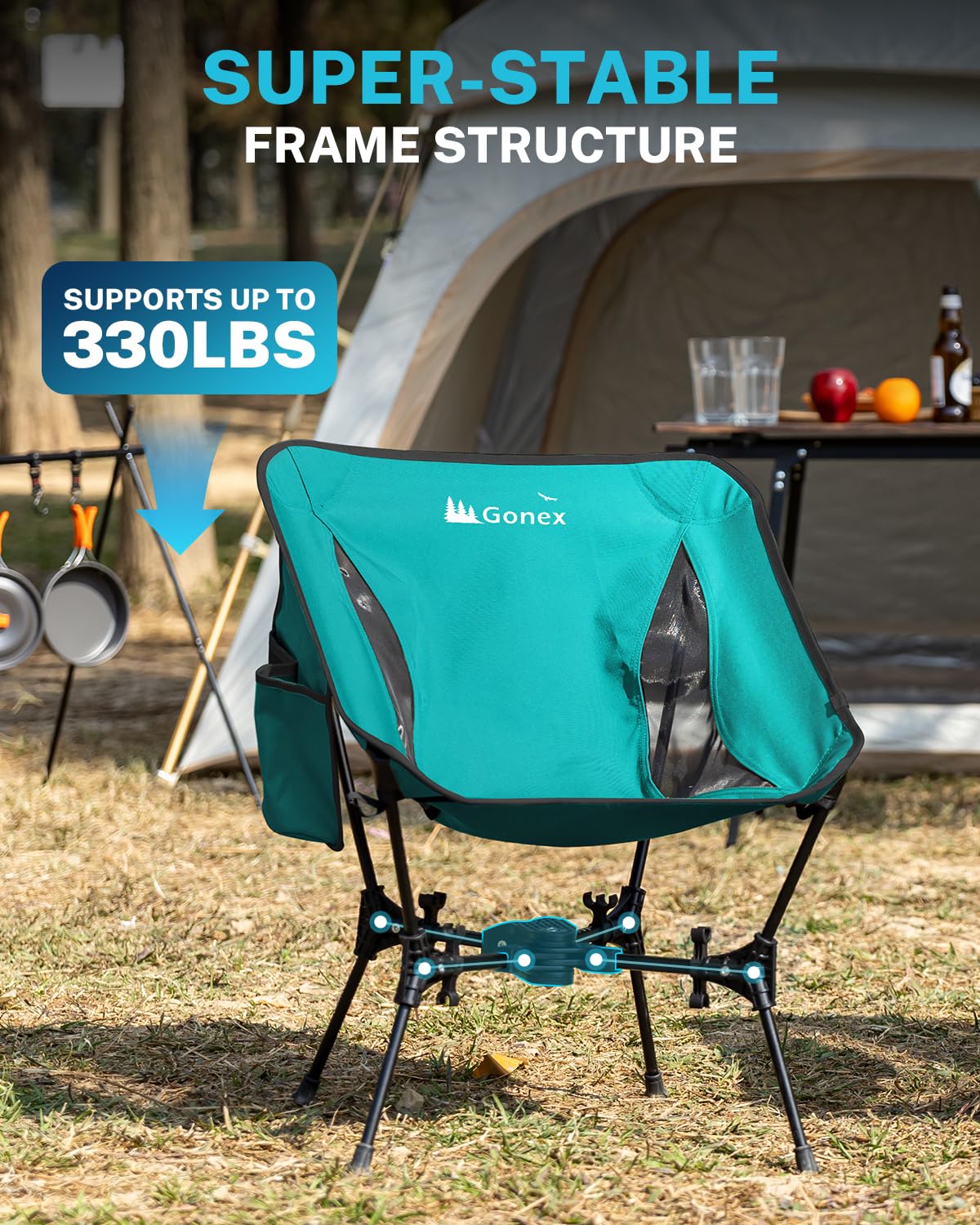 Gonex chair supports 330 lbs on a stable four-leg base.