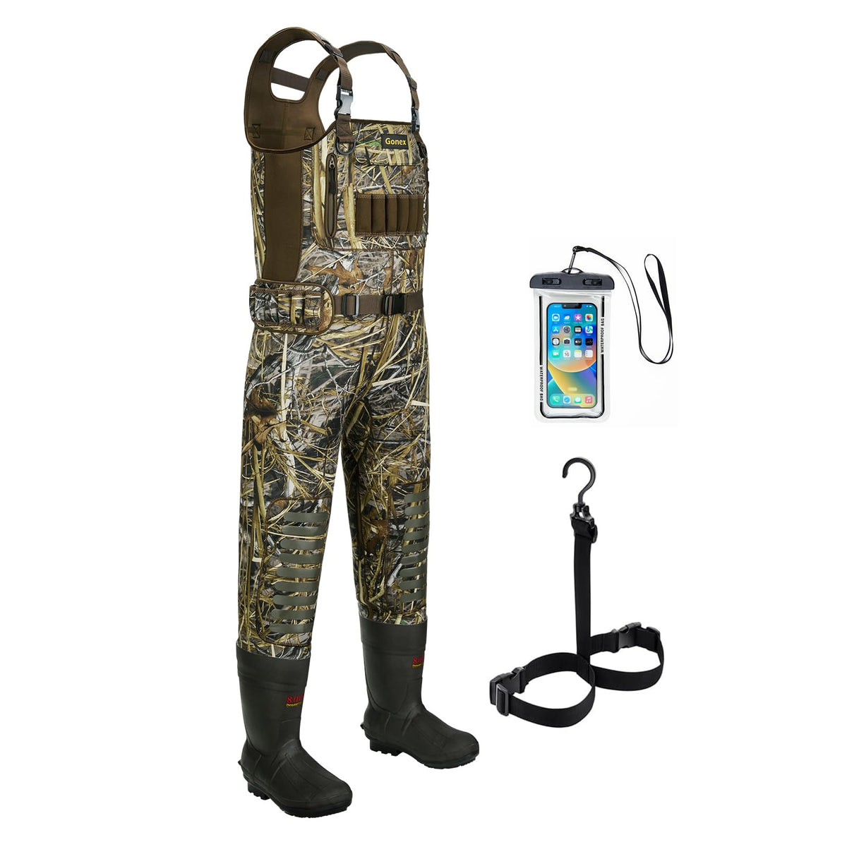 Gonex chest waders with 800G insulated boots for warm feet in cold water.