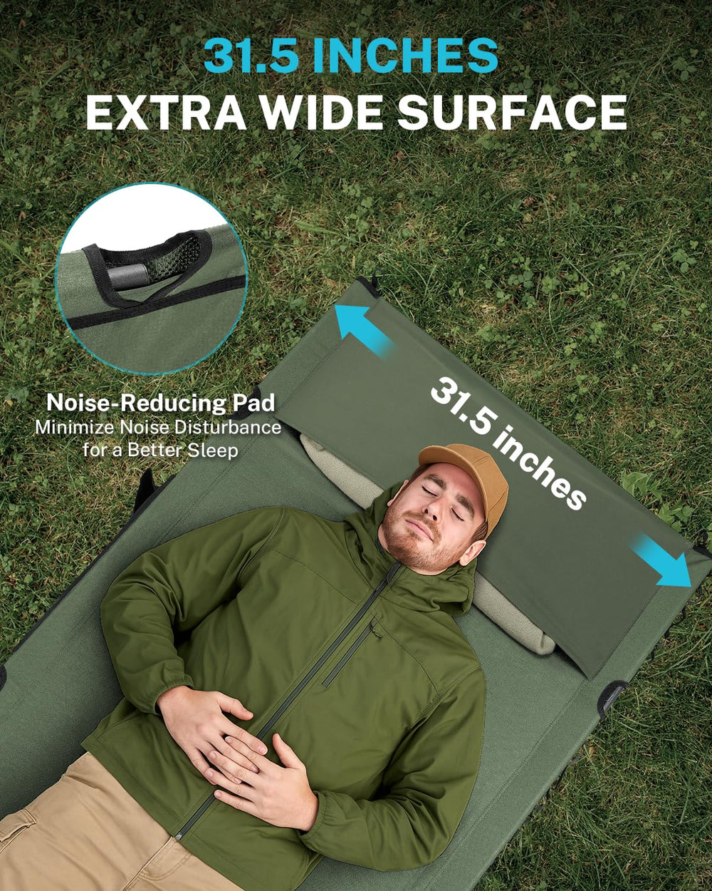 Gonex cot lever-lock system enables quick, secure setup.