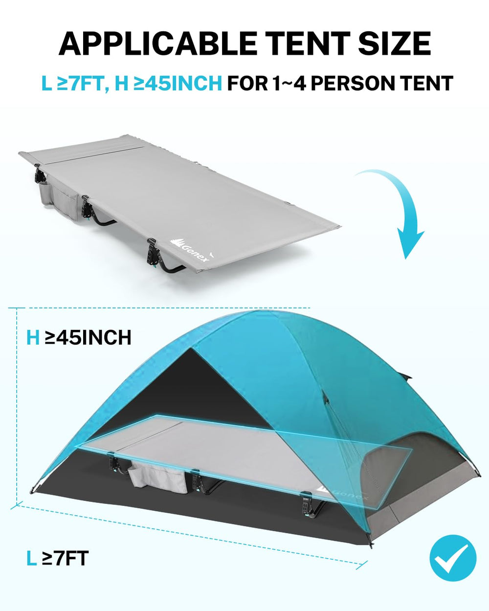 Gonex cot side pockets storage visible for essentials.