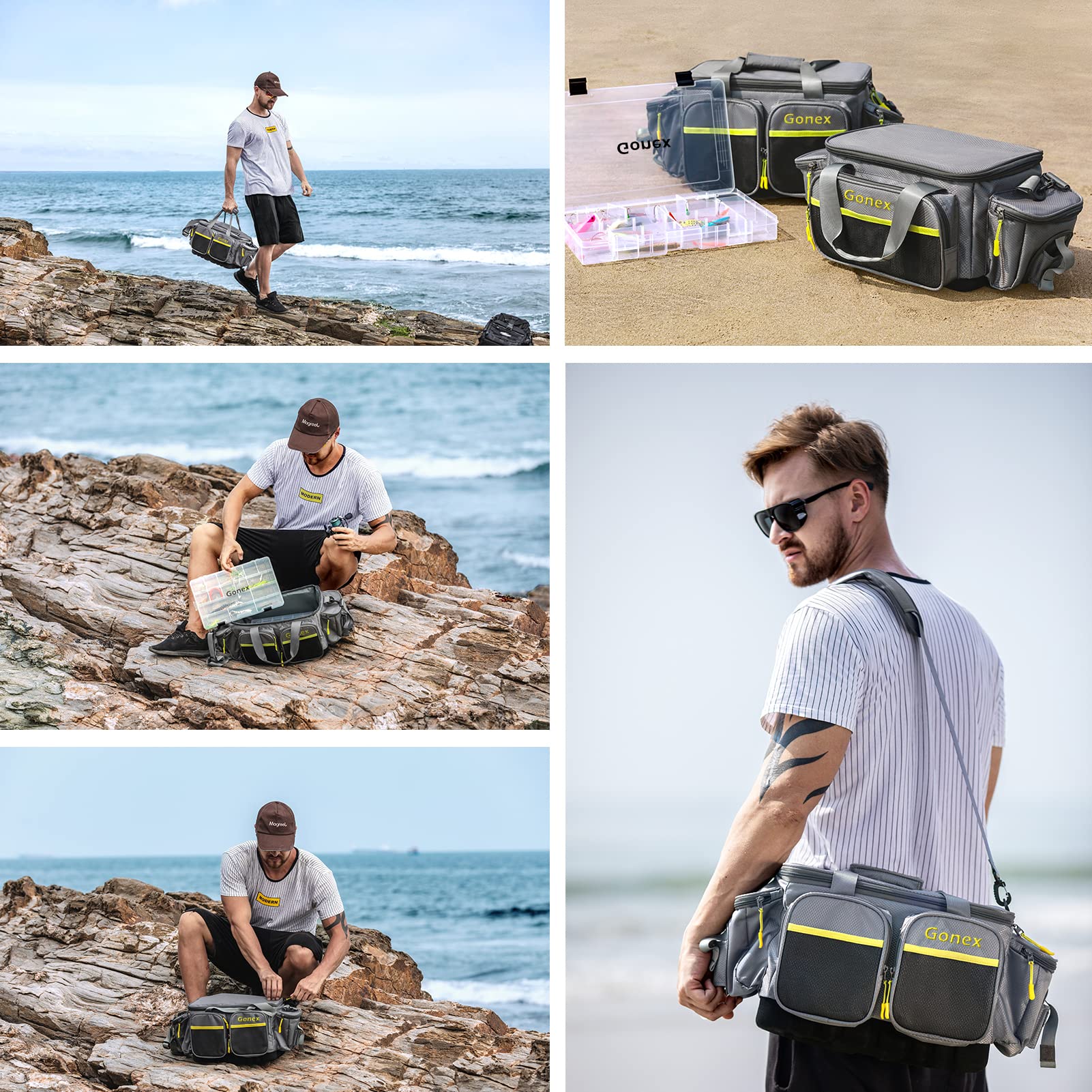 gonex fishing tackle bag 420d anti-tear material boosts durability