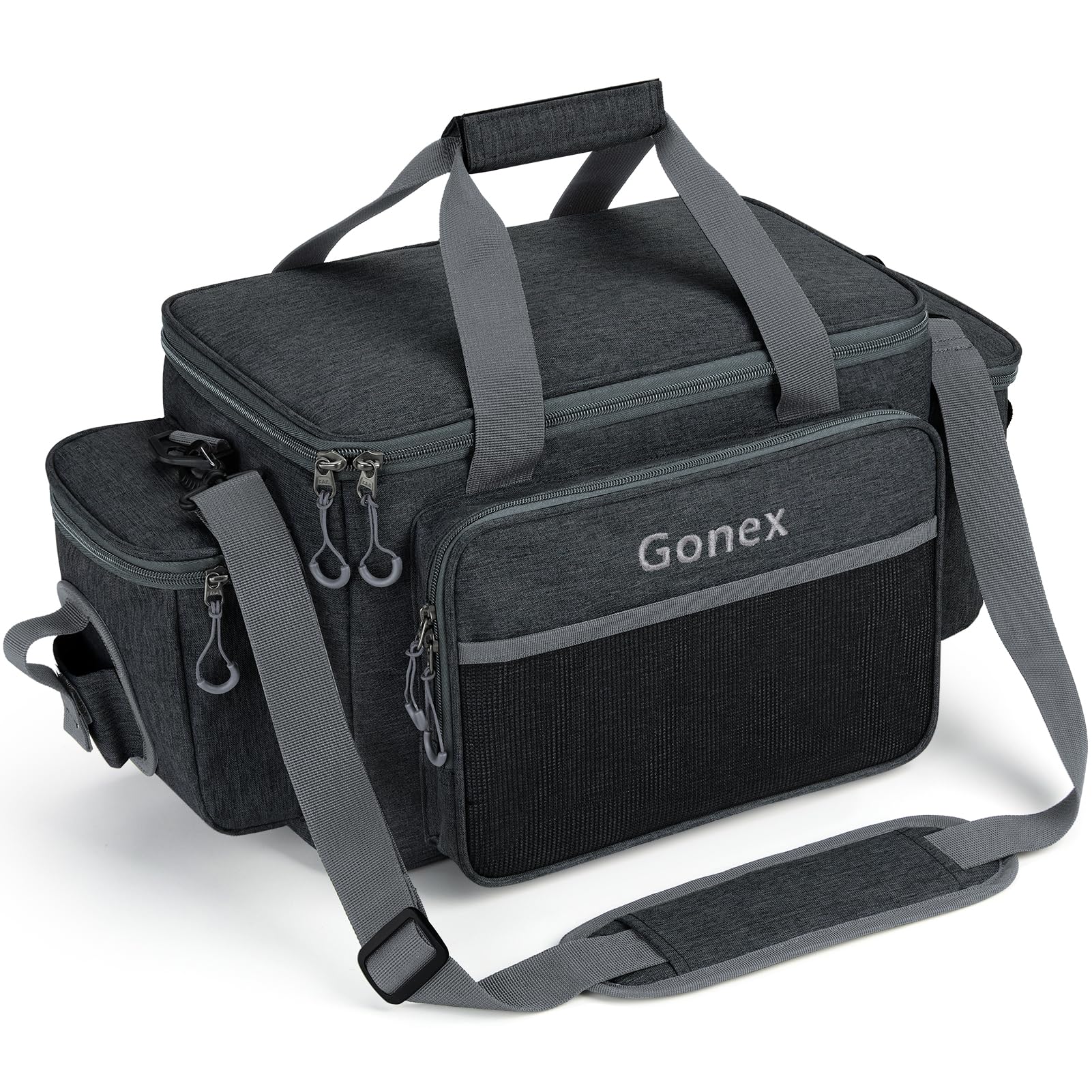Gonex black fishing tackle bag compatible with 3600/3700 tackle boxes