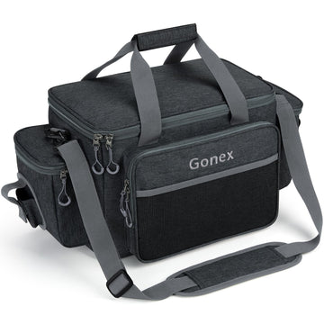 Gonex black fishing tackle bag compatible with 3600/3700 tackle boxes