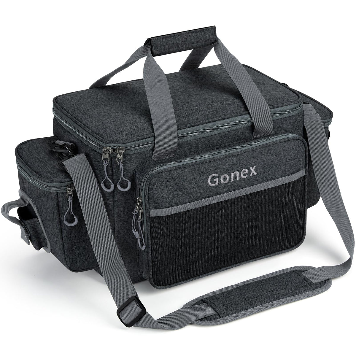 Gonex black fishing tackle bag compatible with 3600/3700 tackle boxes