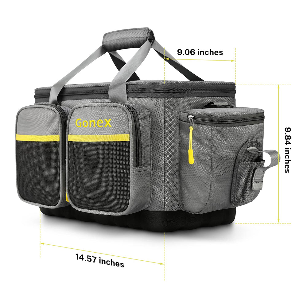gonex fishing tackle bag bottom waterproof detail protects contents on damp surfaces