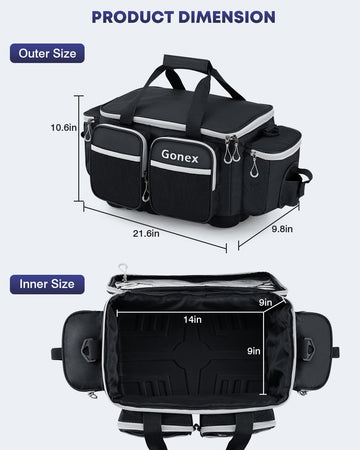 Gonex Fishing Tackle Bag ergonomic shoulder strap with soft pads reduces fatigue