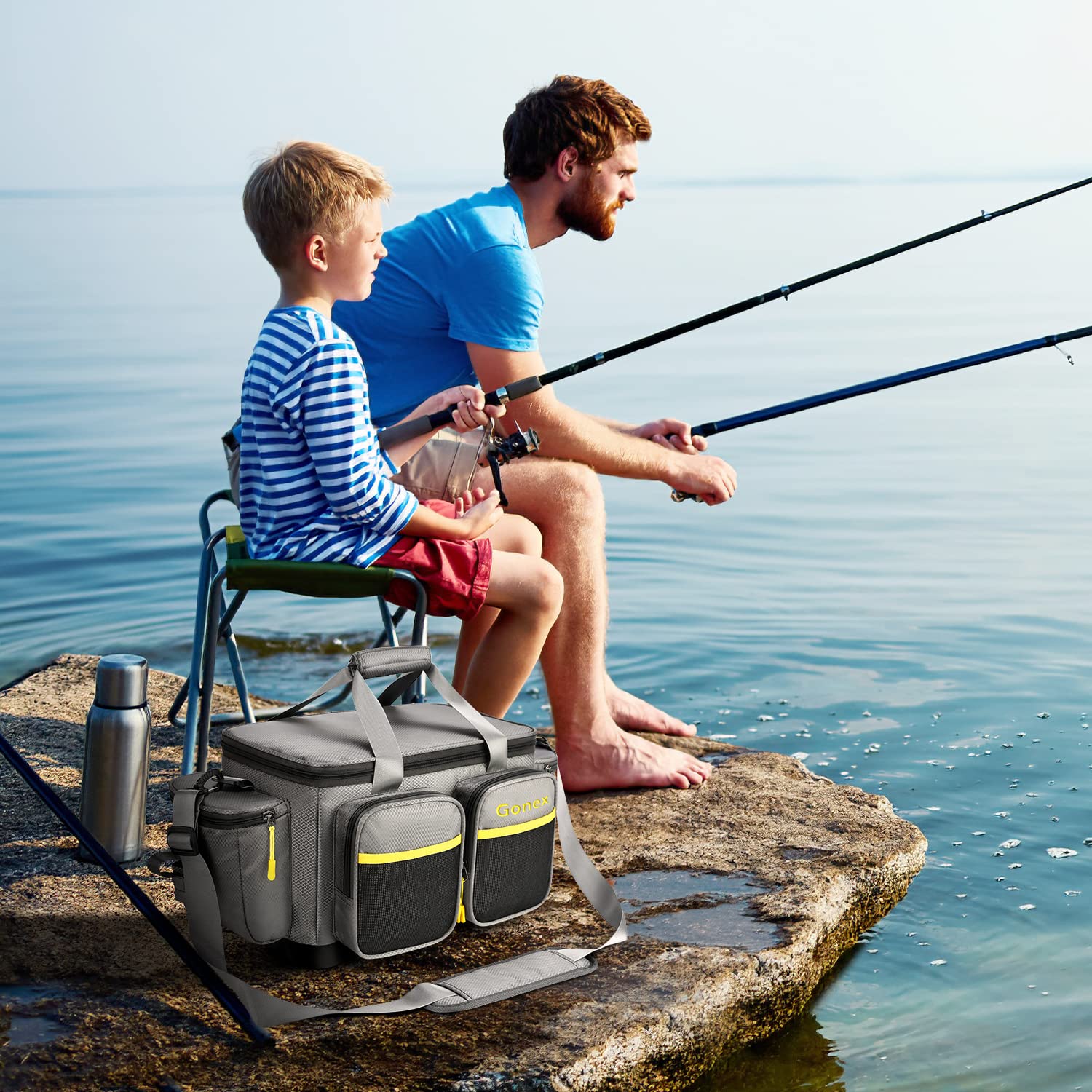 gonex fishing tackle bag ergonomic shoulder straps offer comfortable all-day carry