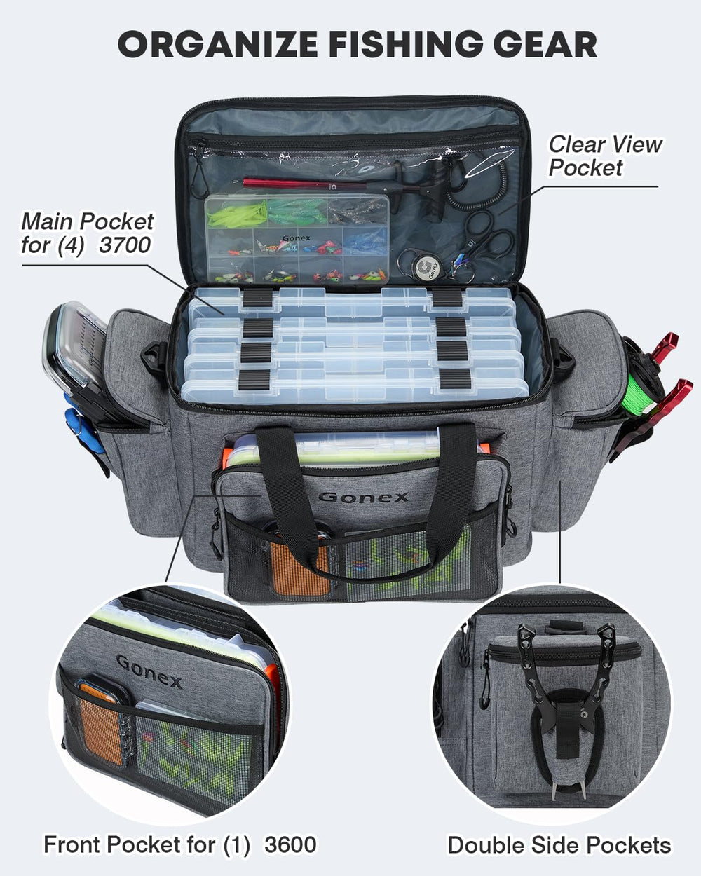Interior view showing 3700-size tackle trays fit inside