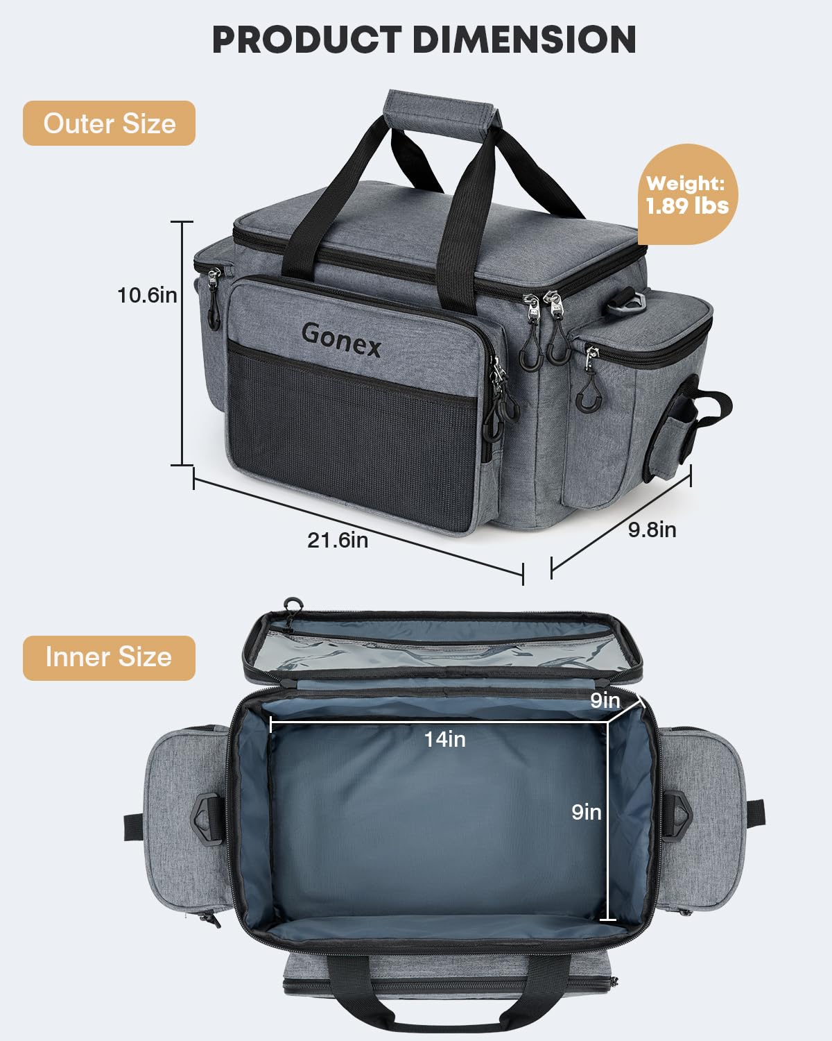Bag ready for use with 3600/3700 tackle boxes