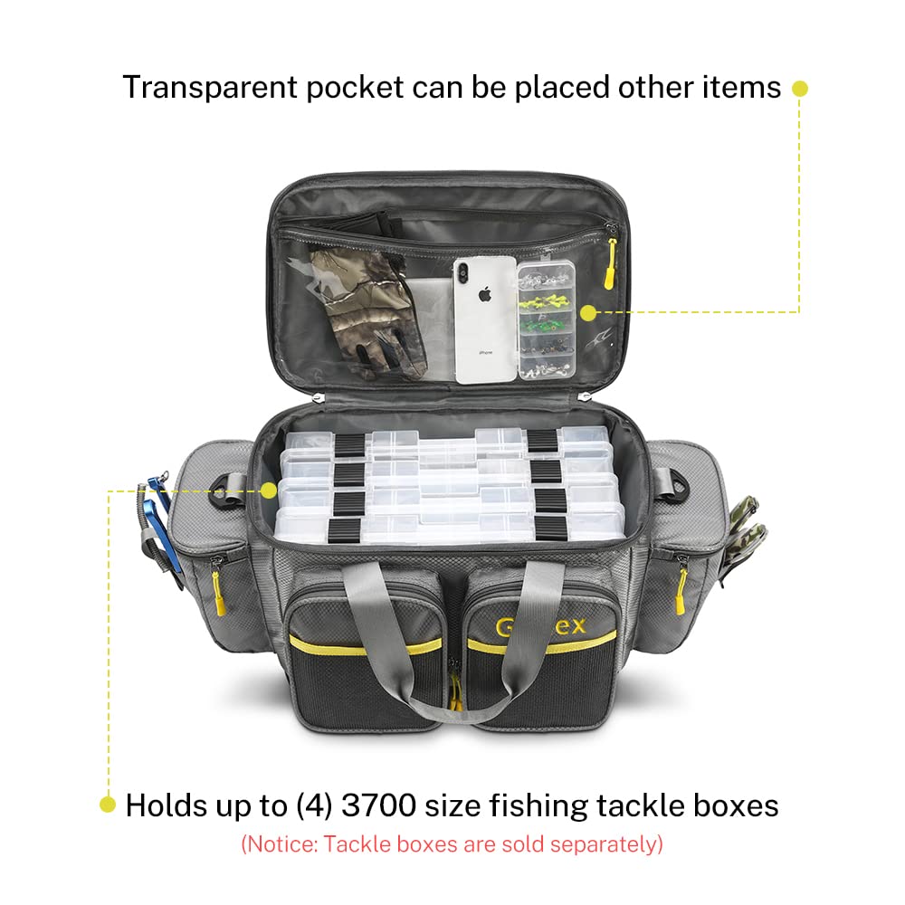 gonex fishing tackle bag open pockets organize lures, tools, and accessories
