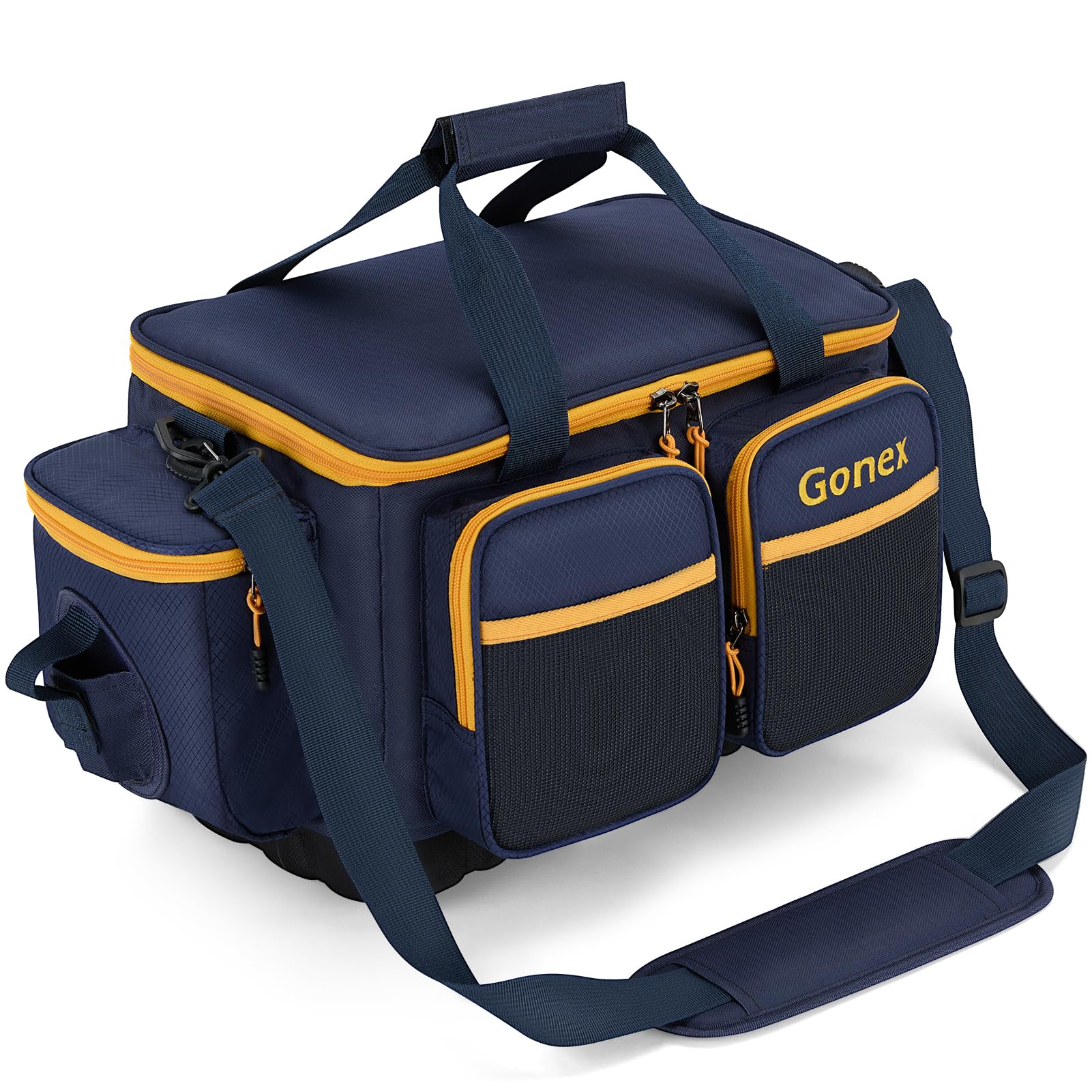 Gonex fishing tackle bag with waterproof bottom keeps gear dry on deck