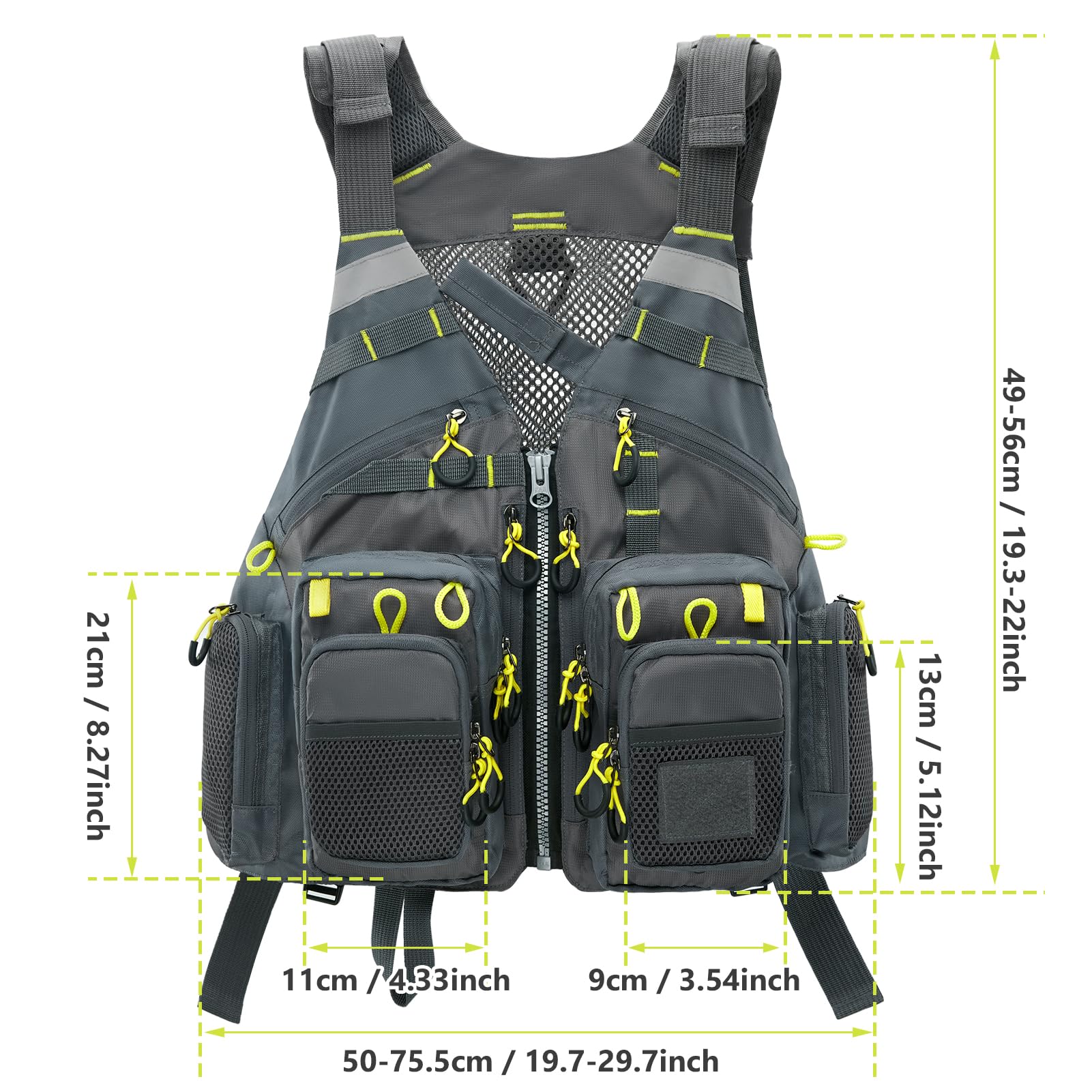 Gonex fly fishing vest adjustable shoulder straps for personalized fit.