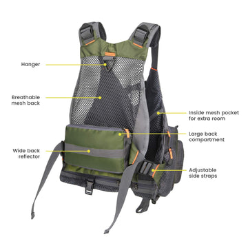 D-rings and attachment loops on Gonex vest for tools