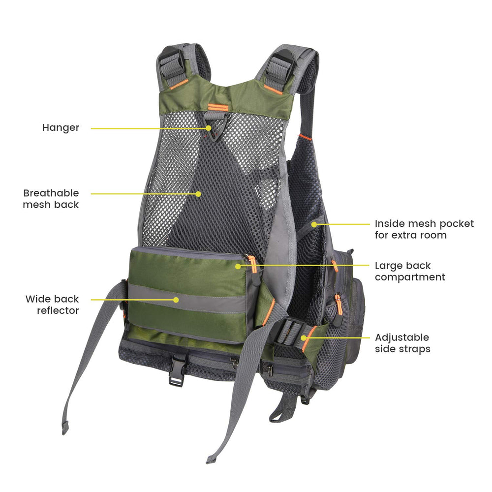 D-rings and attachment loops on Gonex vest for tools