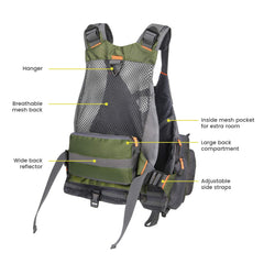 D-rings and attachment loops on Gonex vest for tools