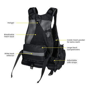 D-rings and attachment loops on Gonex fly fishing vest
