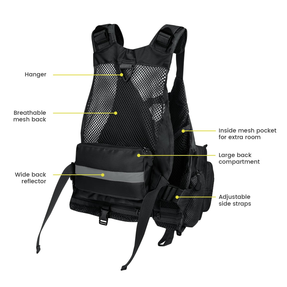D-rings and attachment loops on Gonex fly fishing vest