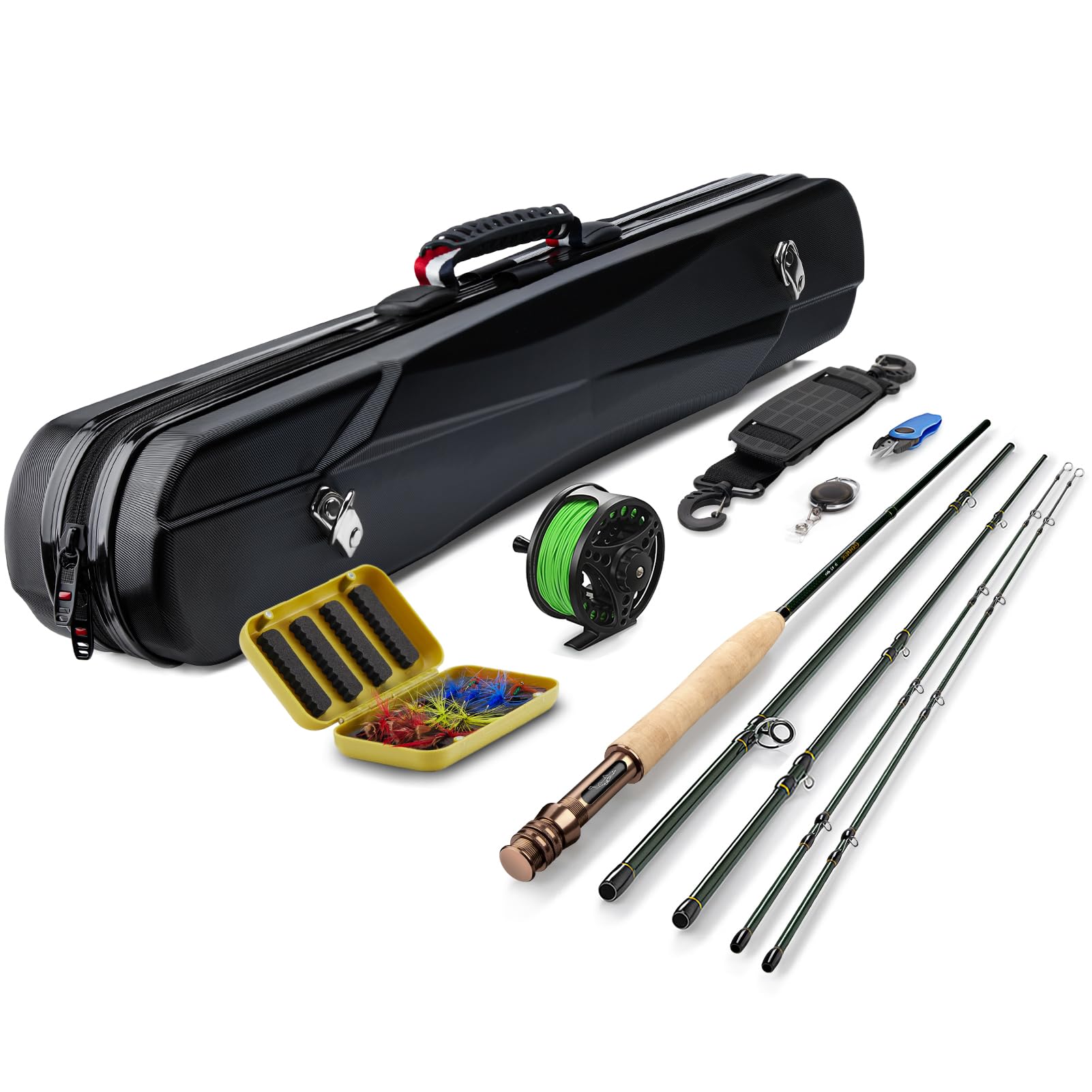 Gonex fly rod and reel combo assembled for portable trout fishing.