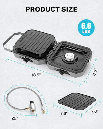 Gonex foldable camping stove packs compactly for travel and storage.
