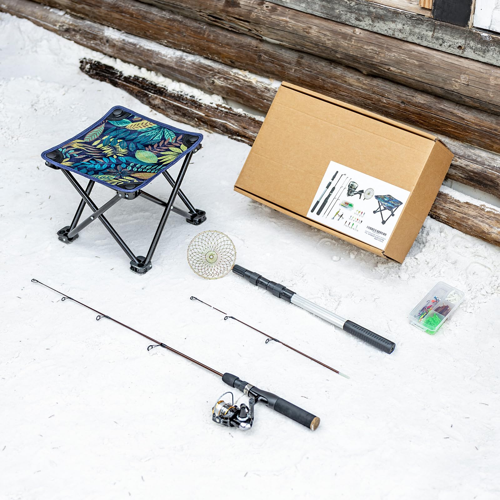Gonex folding stool offers portable seating on open ice.