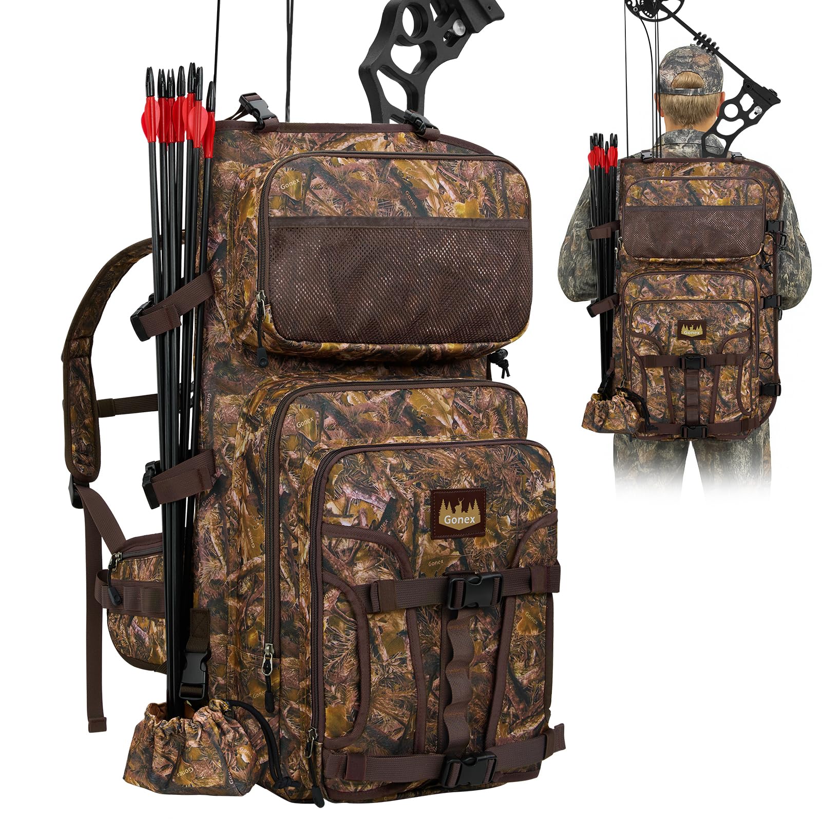 Gonex hunting bow case backpack buckle straps secure your bow during transport.