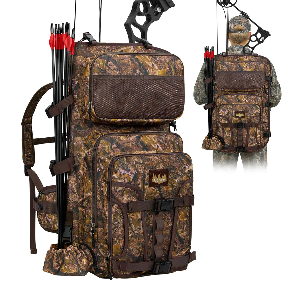 Gonex hunting bow case backpack buckle straps secure your bow during transport.