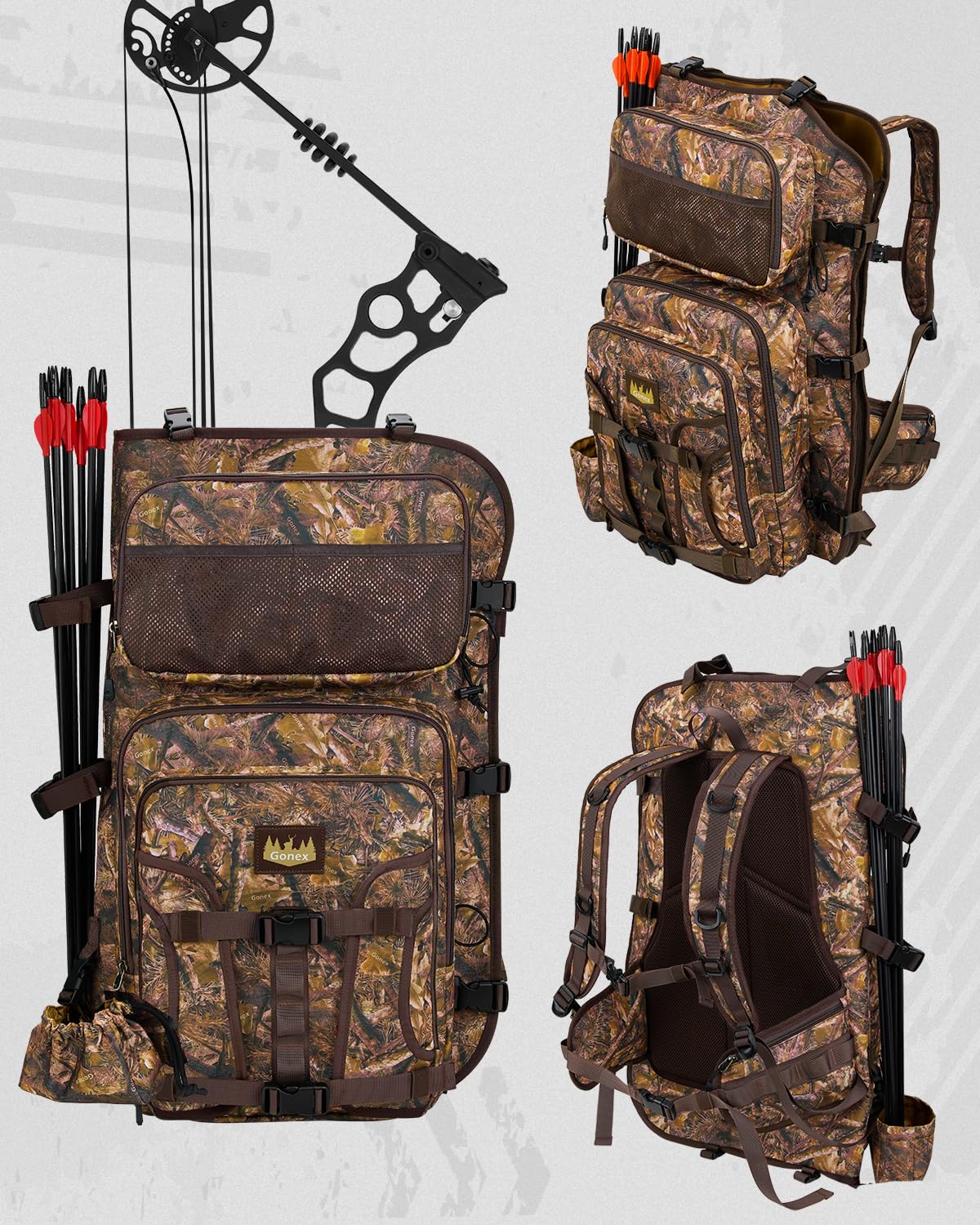 Gonex hunting bow case ergonomic carry straps improve comfort on long hunts.