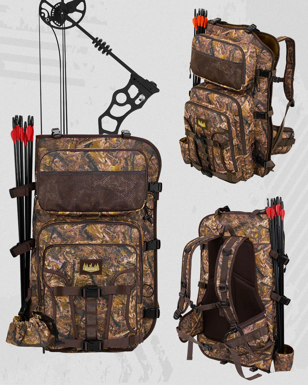 Gonex hunting bow case ergonomic carry straps improve comfort on long hunts.