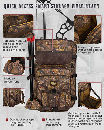 Gonex hunting bow case front organization pocket keeps gear accessible.